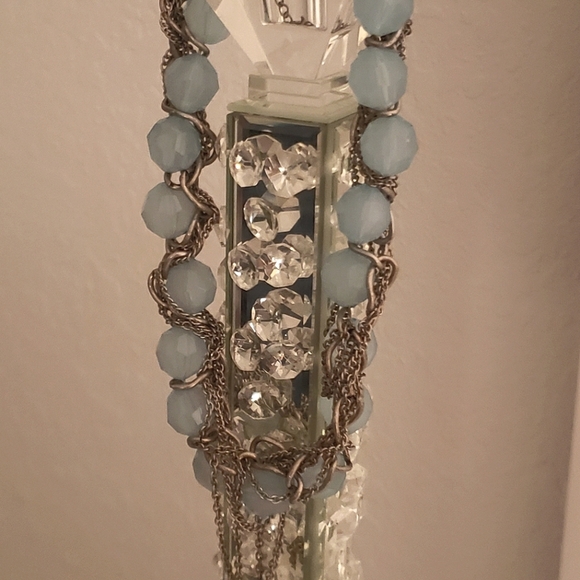 π Vintage Light Blue Chunky Chunky Silver Statement Necklaceπ - Picture 2 of 4